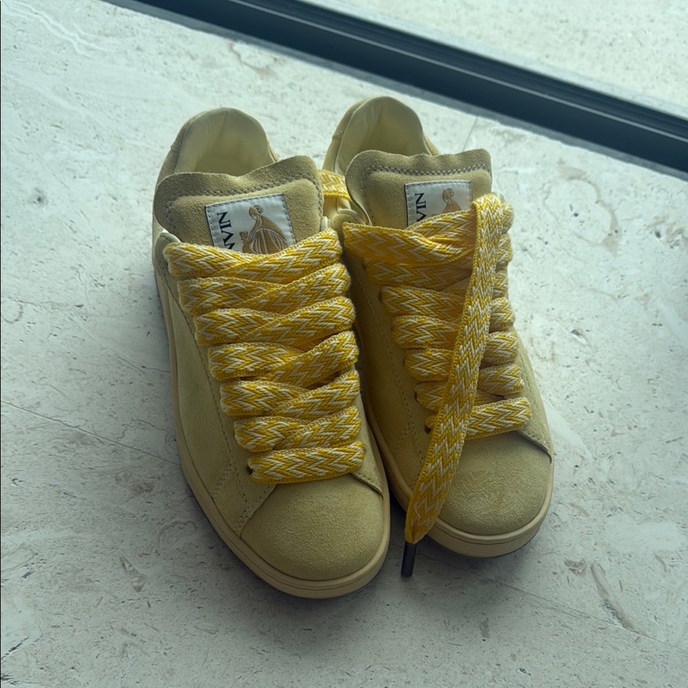 Lanvin Yellow High-Top Sneakers Retro Style